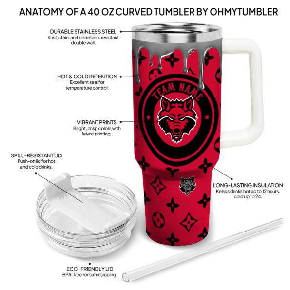 personalized arkansas state red wolves bullseye drips scarlet curved tumbler new arrival.webp