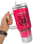 personalized arkansas state red wolves geometric prism scarlet curved tumbler best selling.webp