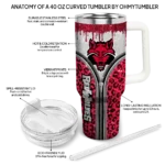 personalized arkansas state red wolves leopard zipper scarlet curved tumbler best selling.webp