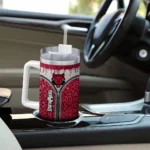 personalized arkansas state red wolves leopard zipper scarlet curved tumbler best selling.webp