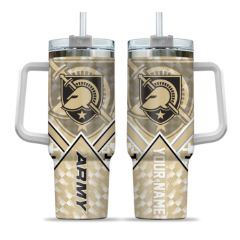 personalized army black knights chevron angle gold curved tumbler best selling.webp
