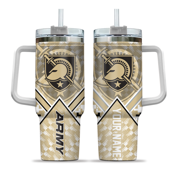 personalized army black knights chevron angle gold curved tumbler best selling.webp