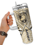 personalized army black knights chevron angle gold curved tumbler best selling.webp