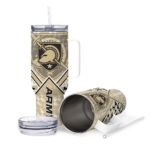 personalized army black knights chevron angle gold curved tumbler best selling.webp