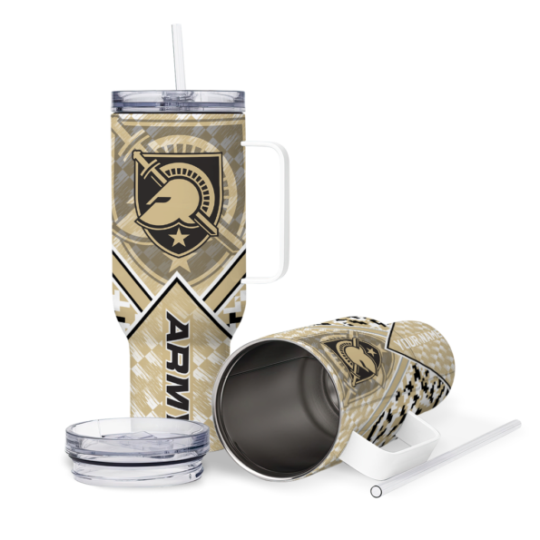 personalized army black knights chevron angle gold curved tumbler high quality.webp
