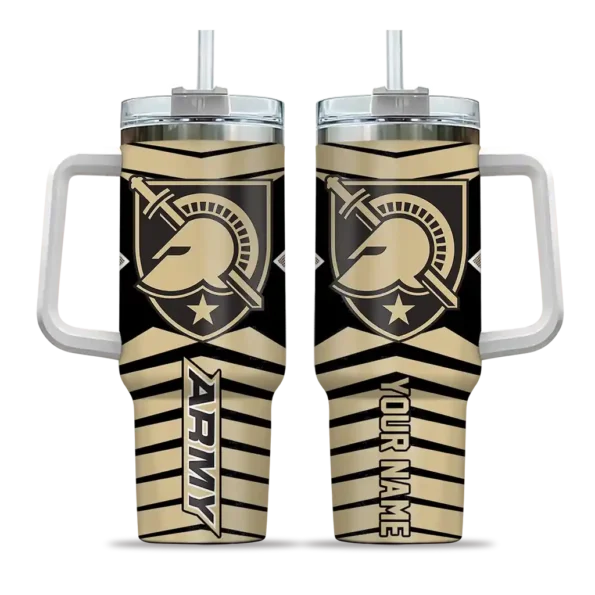 personalized army black knights chevron layers gold curved tumbler best selling.webp