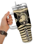personalized army black knights chevron layers gold curved tumbler best selling.webp