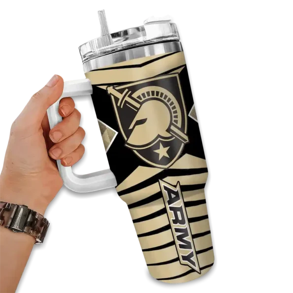 personalized army black knights chevron layers gold curved tumbler fashion forward.webp