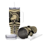 personalized army black knights chevron layers gold curved tumbler best selling.webp