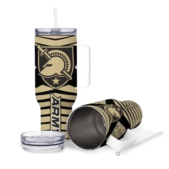 personalized army black knights chevron layers gold curved tumbler high quality.webp