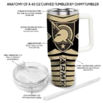 personalized army black knights chevron layers gold curved tumbler best selling.webp