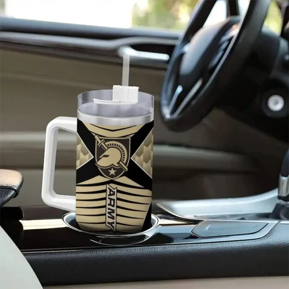 personalized army black knights chevron layers gold curved tumbler trendy.webp