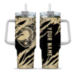 personalized army black knights claw cut gold black curved tumbler best selling.webp
