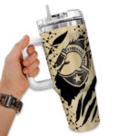 personalized army black knights claw cut gold black curved tumbler best selling.webp