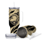 personalized army black knights claw cut gold black curved tumbler best selling.webp