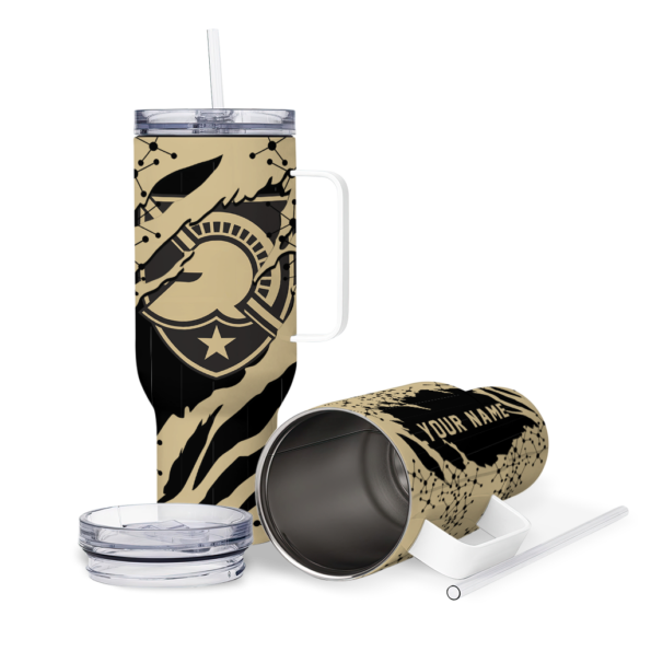 personalized army black knights claw cut gold black curved tumbler high quality.webp