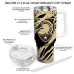 personalized army black knights claw cut gold black curved tumbler best selling.webp