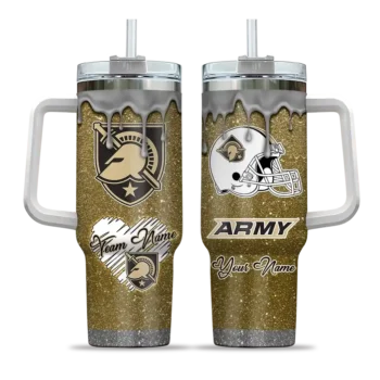 personalized army black knights heart helmet motif gold curved tumbler best selling.webp