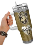 personalized army black knights heart helmet motif gold curved tumbler best selling.webp