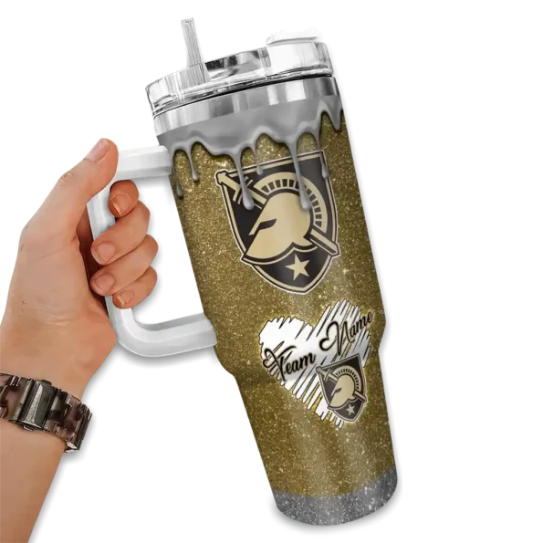 personalized army black knights heart helmet motif gold curved tumbler fashion forward.webp