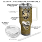 personalized army black knights heart helmet motif gold curved tumbler best selling.webp