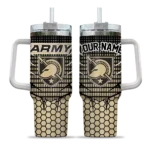 personalized army black knights hex texture gold curved tumbler best selling.webp