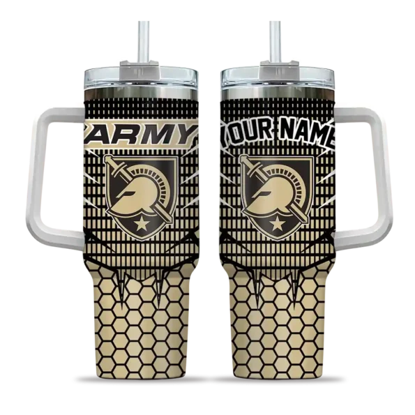 personalized army black knights hex texture gold curved tumbler best selling.webp