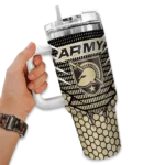 personalized army black knights hex texture gold curved tumbler best selling.webp