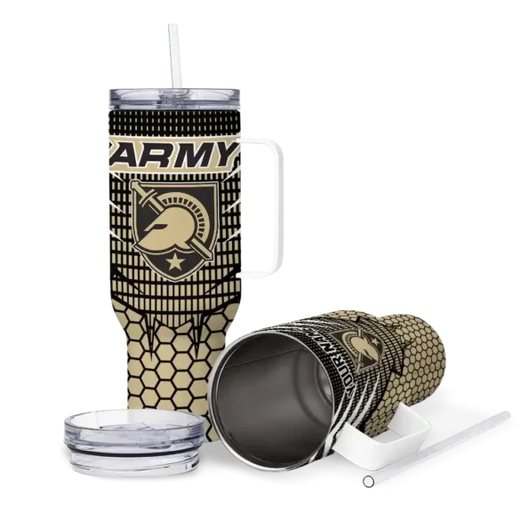 personalized army black knights hex texture gold curved tumbler high quality.webp