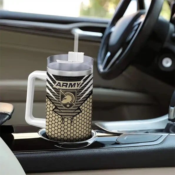 personalized army black knights hex texture gold curved tumbler trendy.webp