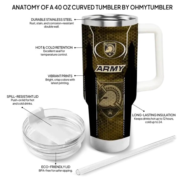 personalized army black knights hexagon armor gold curved tumbler new arrival.webp