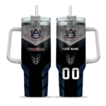 personalized auburn tigers arrow armor navy blue black curved tumbler best selling.webp
