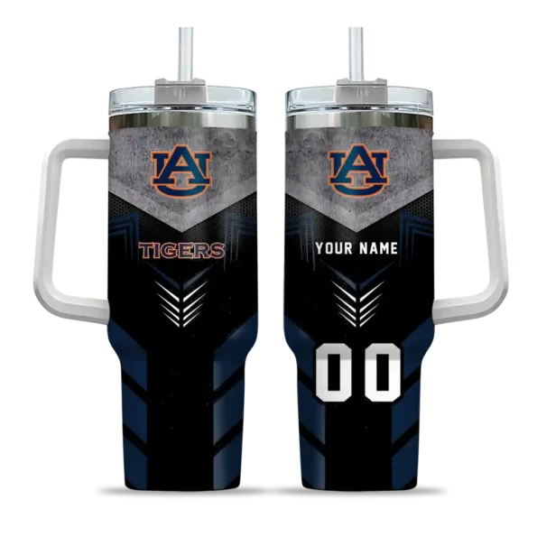 personalized auburn tigers arrow armor navy blue black curved tumbler best selling.webp