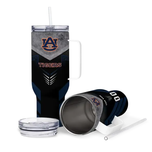 personalized auburn tigers arrow armor navy blue black curved tumbler high quality.webp