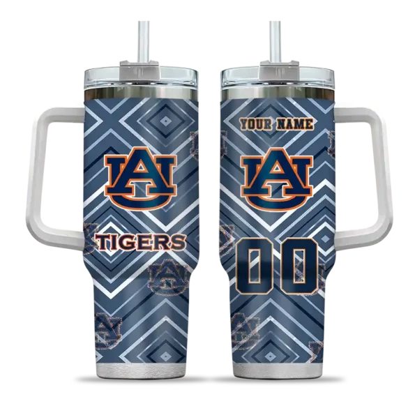 personalized auburn tigers bold diamonds navy blue curved tumbler best selling.webp