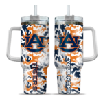 personalized auburn tigers camo mashup navy blue white curved tumbler best selling.webp