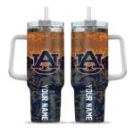 personalized auburn tigers chevron stripe navy blue curved tumbler best selling.webp