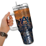 personalized auburn tigers chevron stripe navy blue curved tumbler best selling.webp