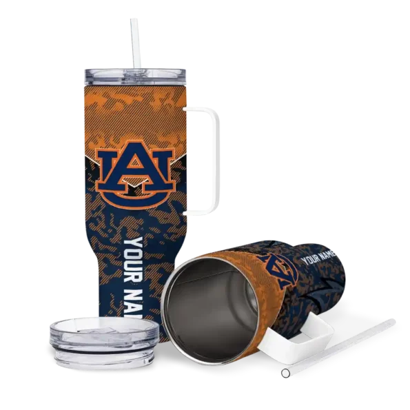 personalized auburn tigers chevron stripe navy blue curved tumbler high quality.webp