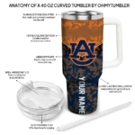 personalized auburn tigers chevron stripe navy blue curved tumbler best selling.webp