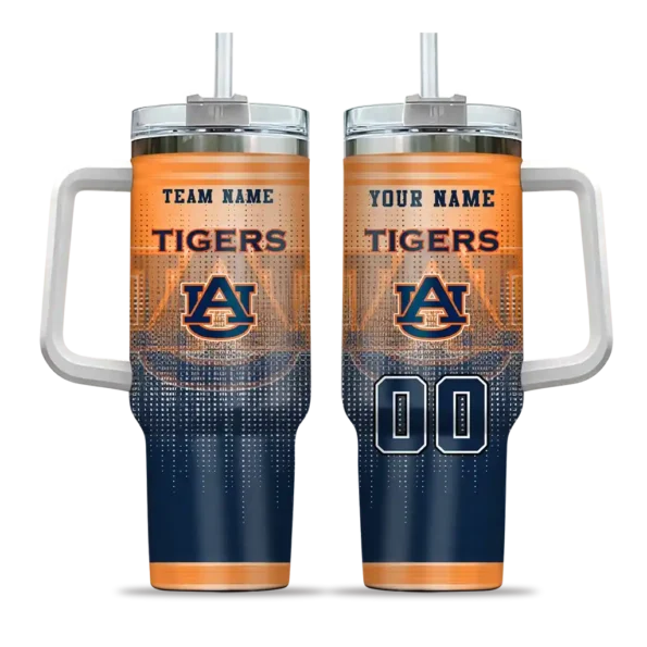 personalized auburn tigers gradient dots navy blue curved tumbler best selling.webp