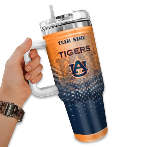 personalized auburn tigers gradient dots navy blue curved tumbler fashion forward.webp