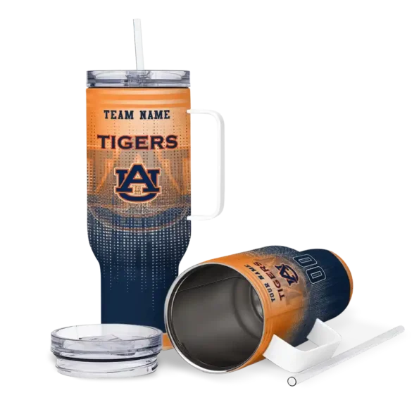 personalized auburn tigers gradient dots navy blue curved tumbler high quality.webp