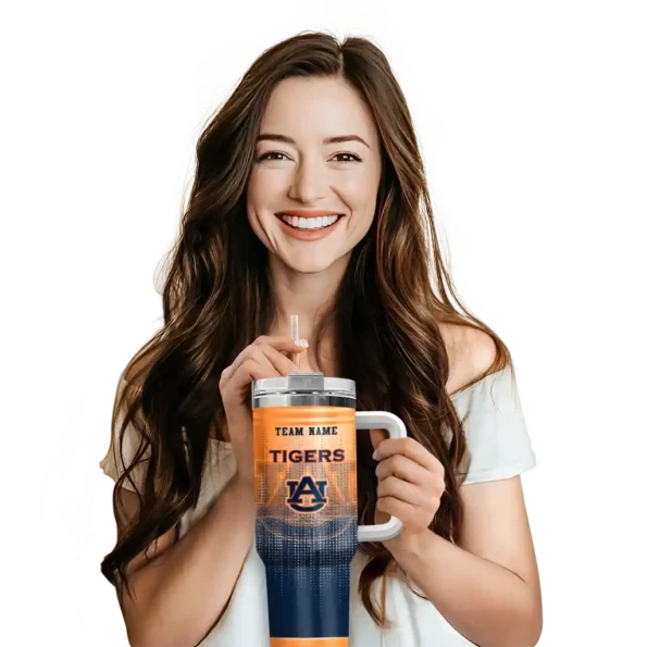 personalized auburn tigers gradient dots navy blue curved tumbler premium grade.webp
