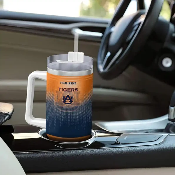 personalized auburn tigers gradient dots navy blue curved tumbler trendy.webp