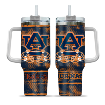 personalized auburn tigers honey streaks navy blue curved tumbler best selling.webp
