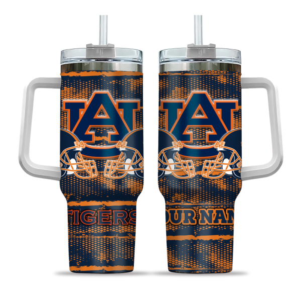 personalized auburn tigers honey streaks navy blue curved tumbler best selling.webp