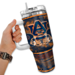 personalized auburn tigers honey streaks navy blue curved tumbler best selling.webp