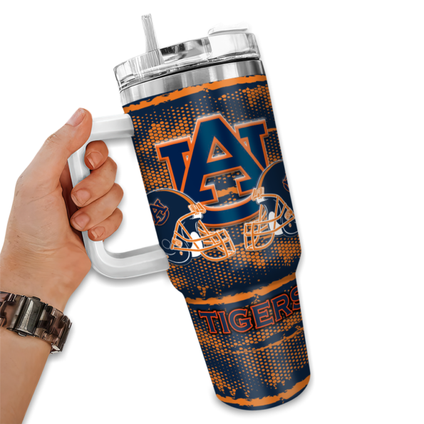 personalized auburn tigers honey streaks navy blue curved tumbler fashion forward.webp