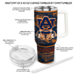 personalized auburn tigers honey streaks navy blue curved tumbler best selling.webp